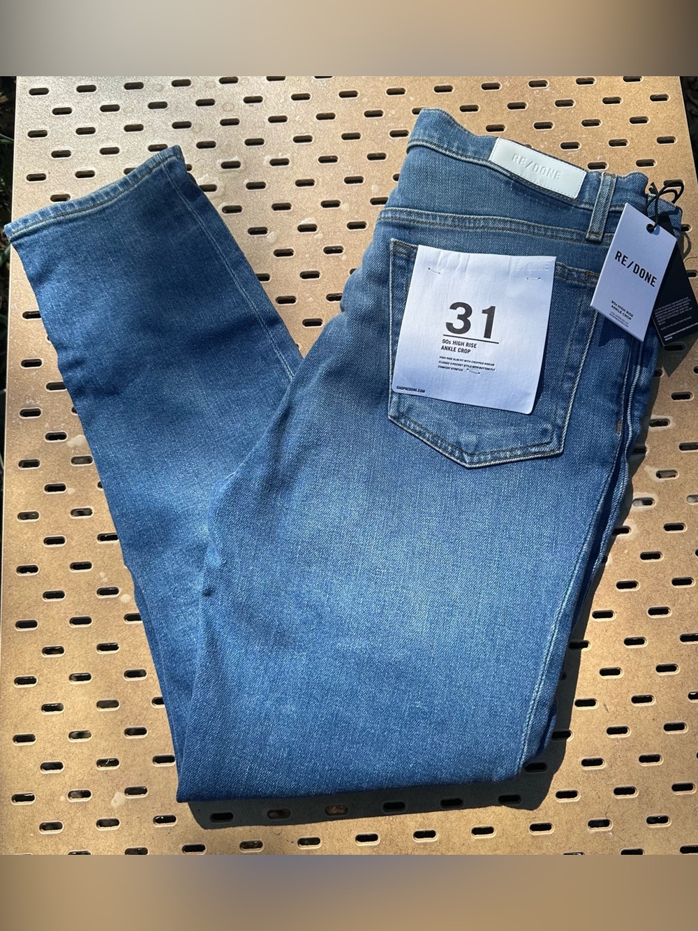 RE/DONE 90s High Rise Ankle Crop Jeans Blue Wash NWT Size 31
